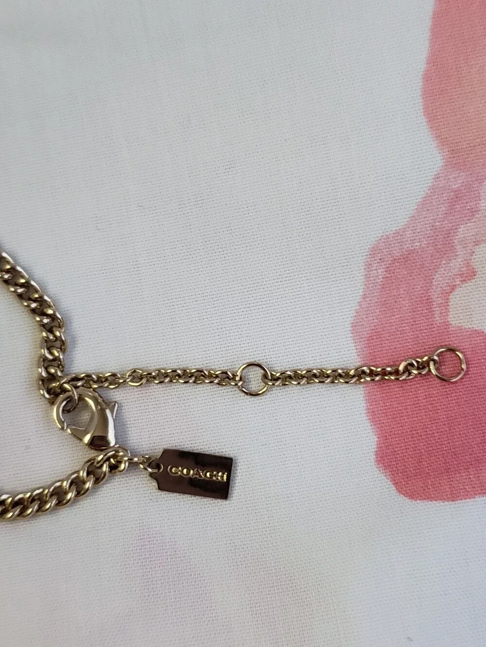 Coach Gold-Tone Logo Charm Chain Necklace